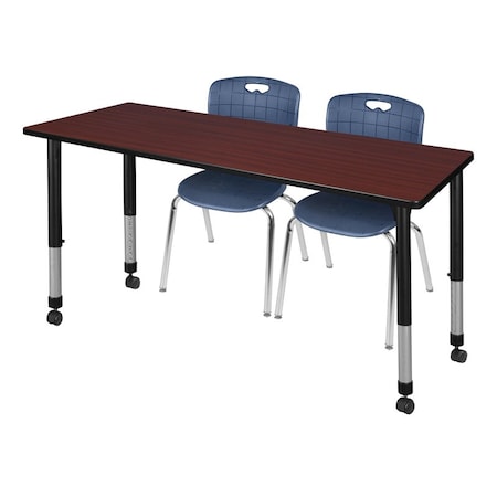 Regency Tables > Height Adjustable > Rectangular Mobile Table & Chair Sets, 60 W, 30 L, 23-34 H, Mahogany MT6030MHAPCBK40NV